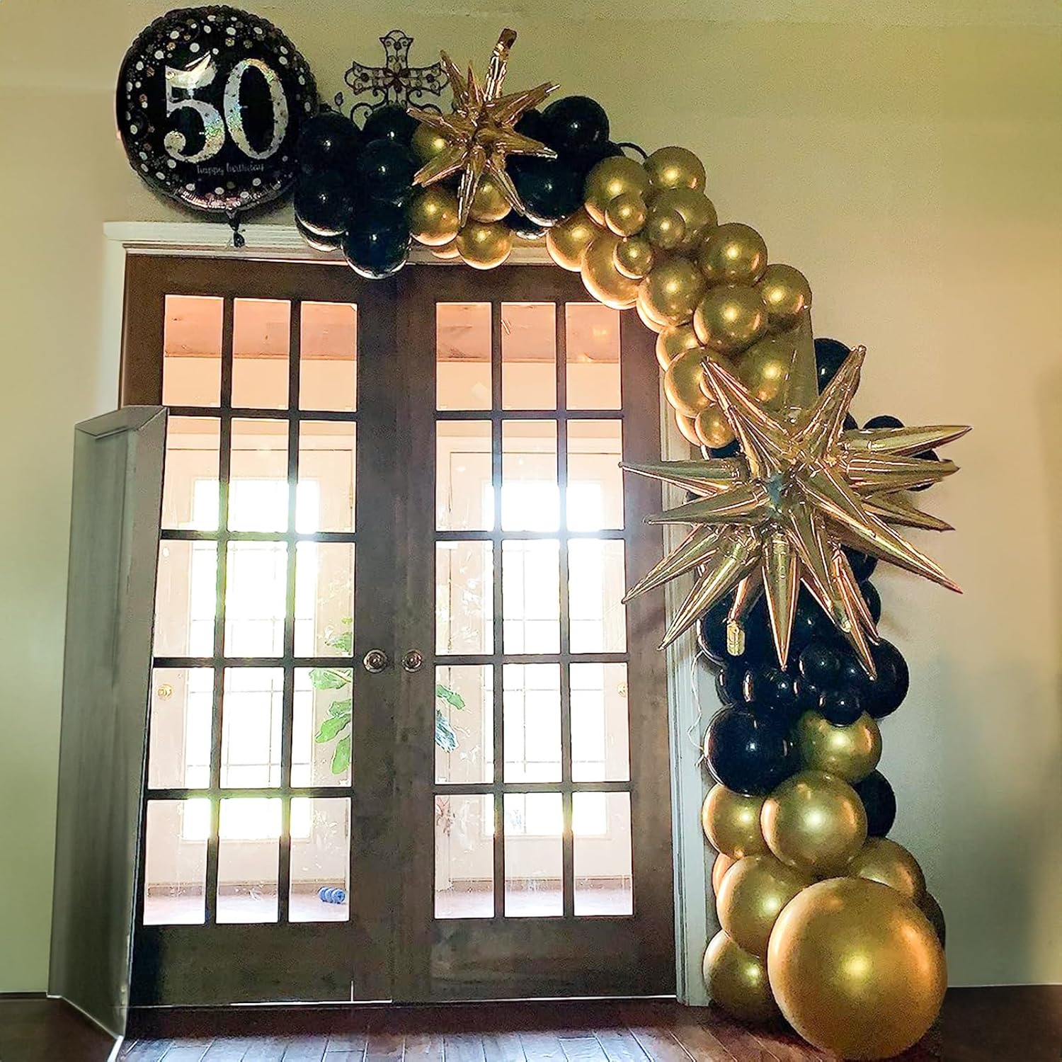 Globos negros y dorados, 60 paquetes de globos de mármol de ágata negra y blanca de 12 pulgadas con globos de confeti dorado metálico para hombres y