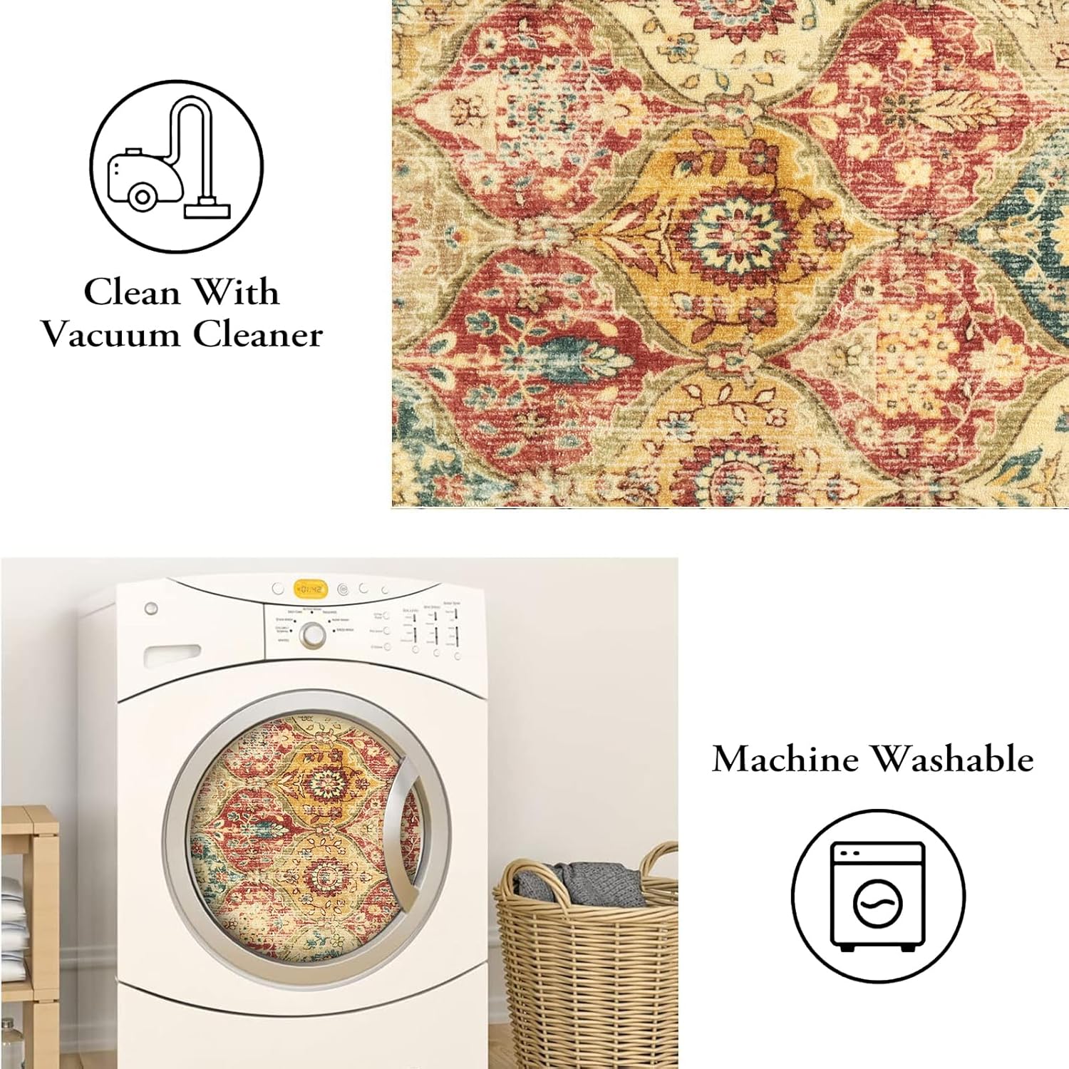 Lahome Alfombras marroquíes con diseño enrejado para sala de estar, alfombra lavable de 3 x 5 pies, antideslizante, para dormitorio, cocina,