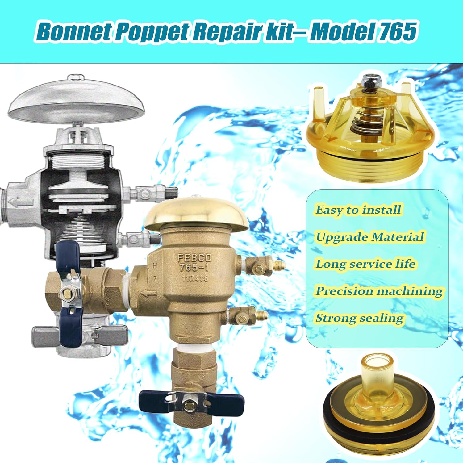 905-212 Kit de reparación de capó para Febco 765-1 pulgadas y 1-14 pulgadas Disyuntores de vacío y prevención de flujo posterior, FEBCO 765 PVB 1