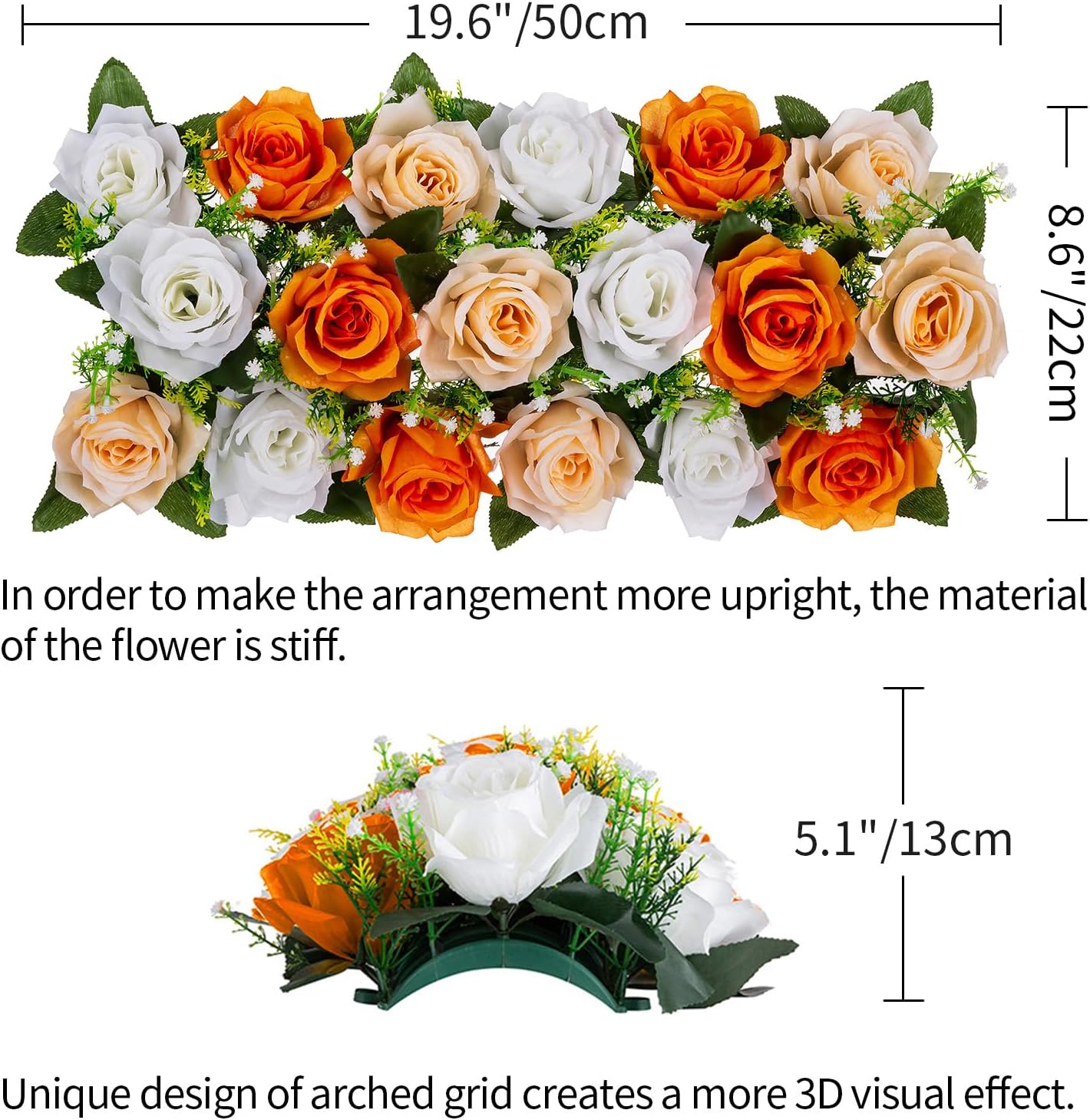 BLOSMON Flores artificiales, centros de mesa de boda, flores falsas, 6 piezas de arreglo floral de seda naranja, camino de mesa de comedor, flor de