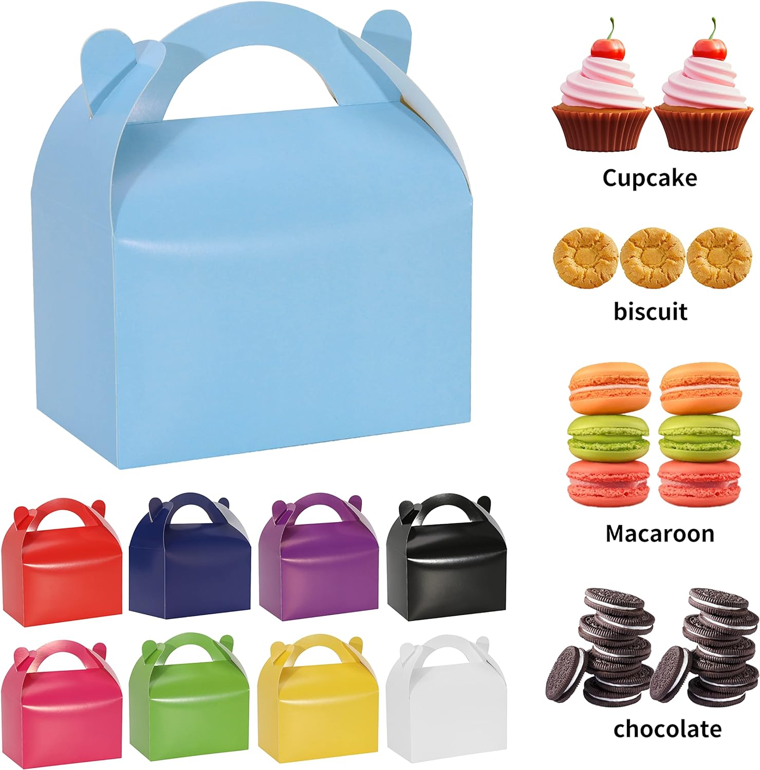 Bssay Paquete de 30 cajas de regalo de fiesta, cajas de regalo, cajas de regalo de papel a dos aguas con asas, perfectas para fiestas de cumpleaños,