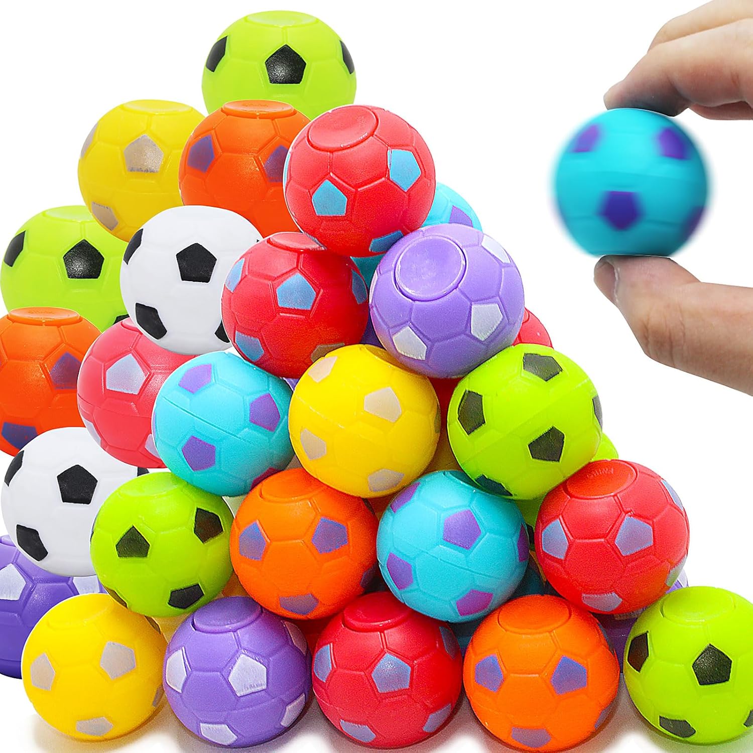 35 piezas mini Fidget Spinners pelota de fútbol, recuerdos de fiesta de fútbol para niños 4-8, 8-12, bolsas de regalo, relleno de piñata, fiesta de