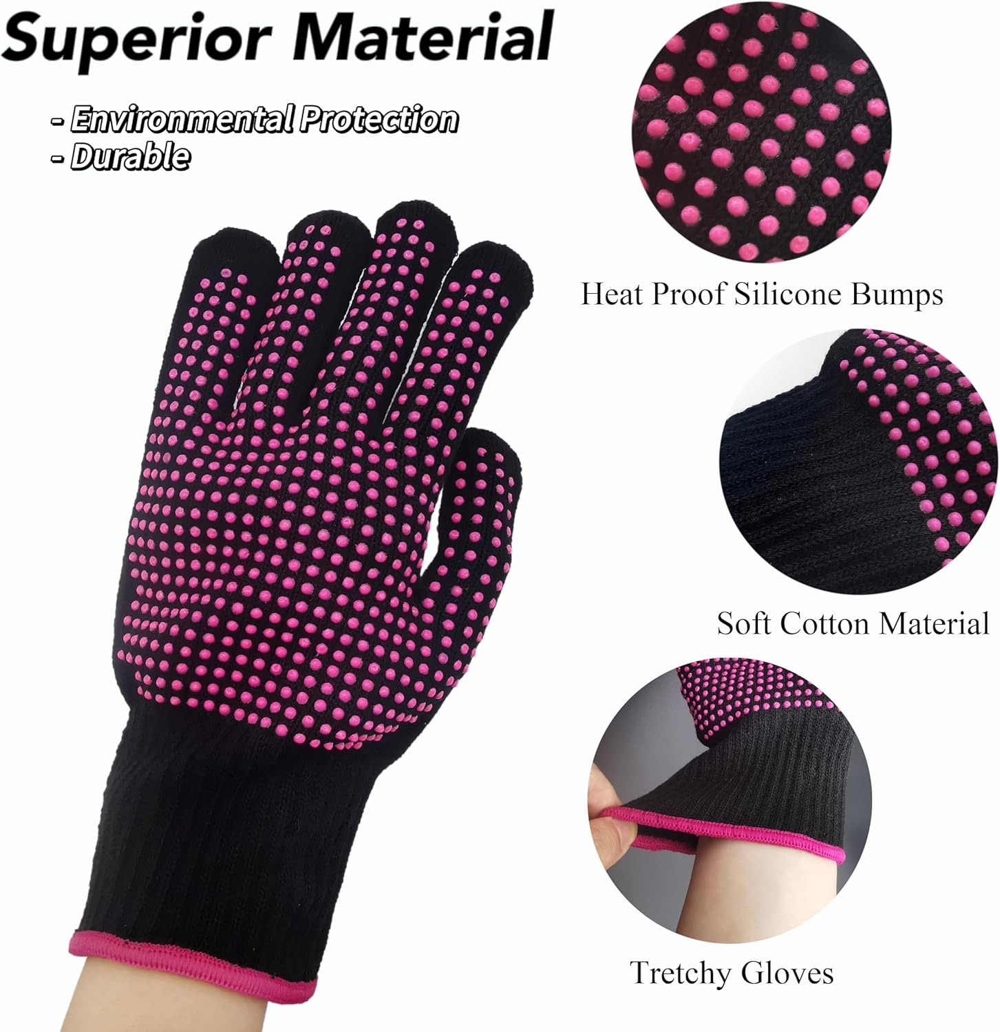 2 guantes resistentes al calor con golpes de silicona, guantes de peluquería anticalor para plancha plana, rizador, secador de pelo y otras