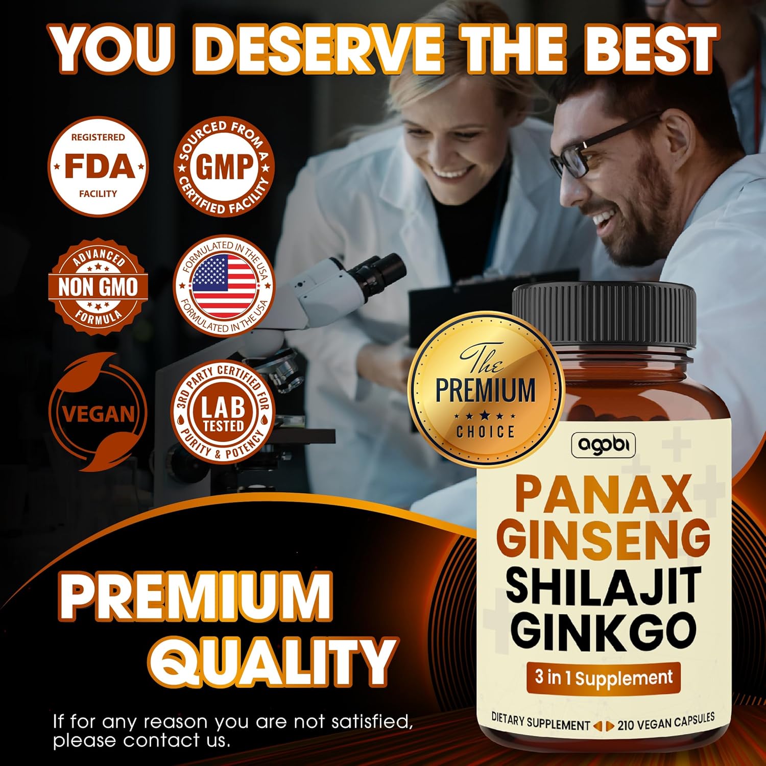 agobi Suplemento de Panax Ginseng de 1000 mg con Shilajit y Ginkgo – 210 cápsulas veganas – Fórmula súper concentrada para producción de energía,