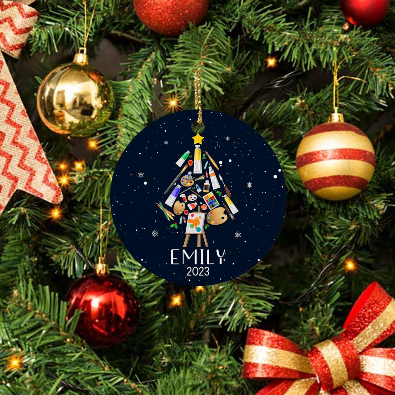 Adorno de Navidad personalizado para artista 2024, adorno de artista, decoración de árbol de Navidad para artista, adorno de Navidad para profesor