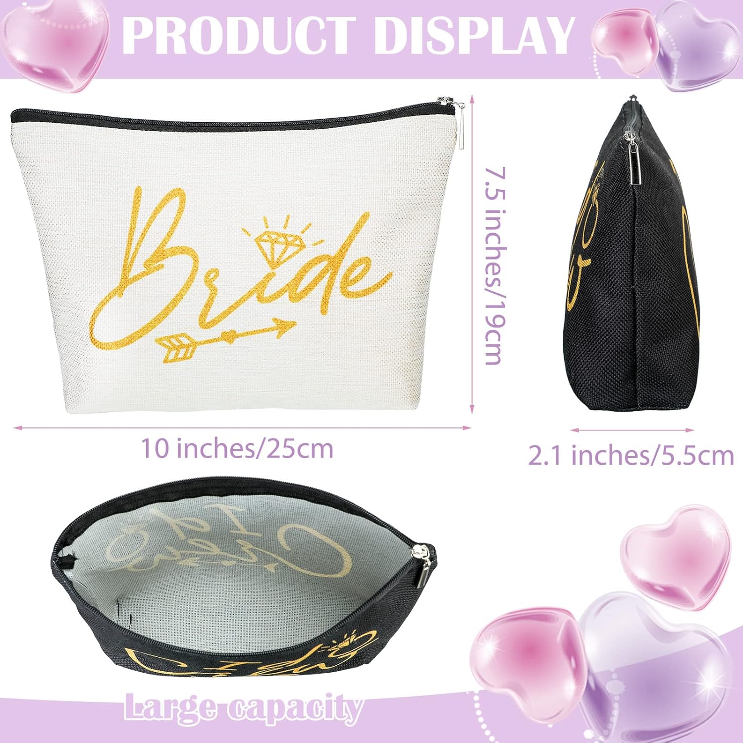 11 bolsas de maquillaje de boda, bolsa de cosméticos para despedida de soltera, bolsas de lona para maquillaje, propuesta de dama de honor, regalos