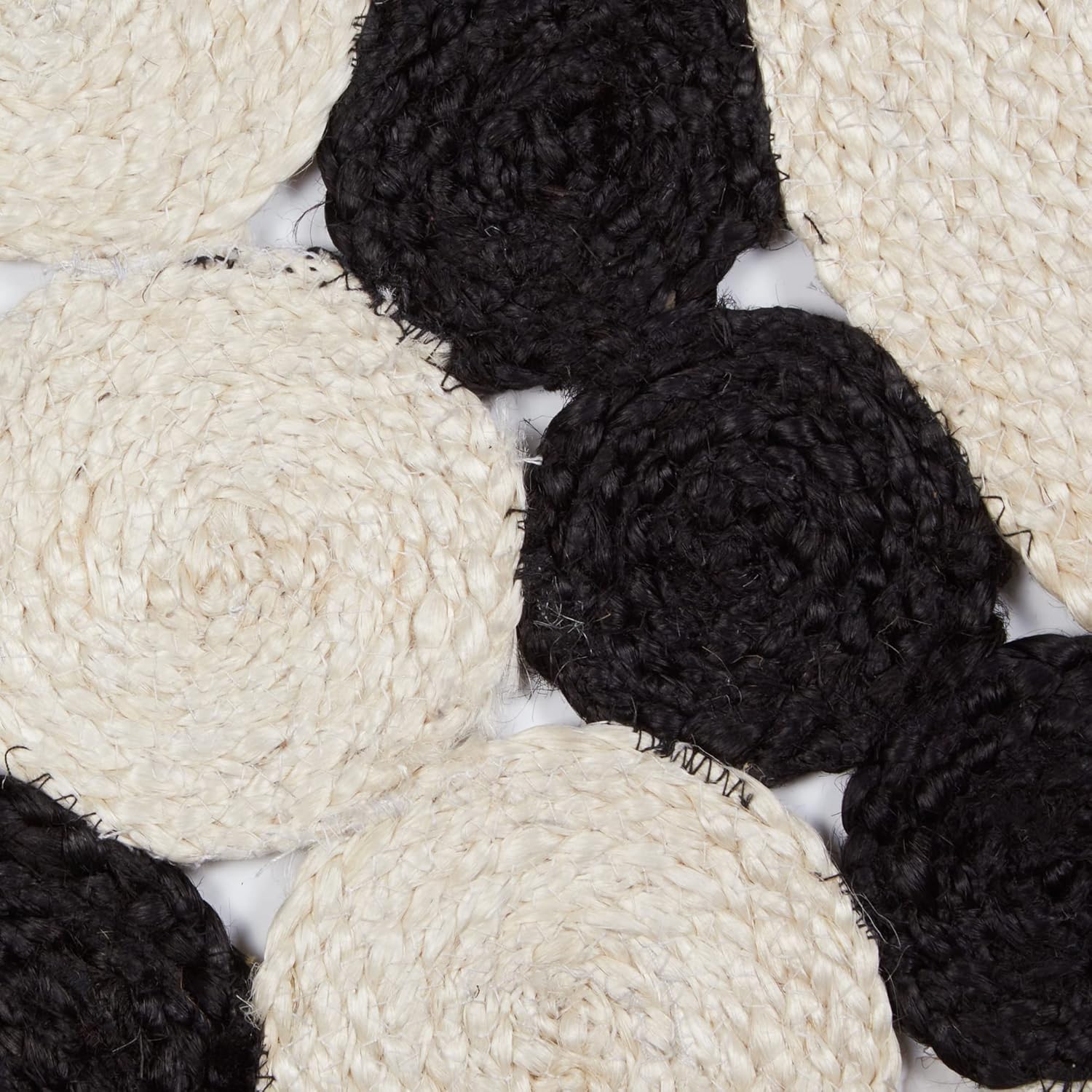 DII Woven Rug Collection – Alfombra trenzada de yute, 3 pies, redonda, color negro y blanco