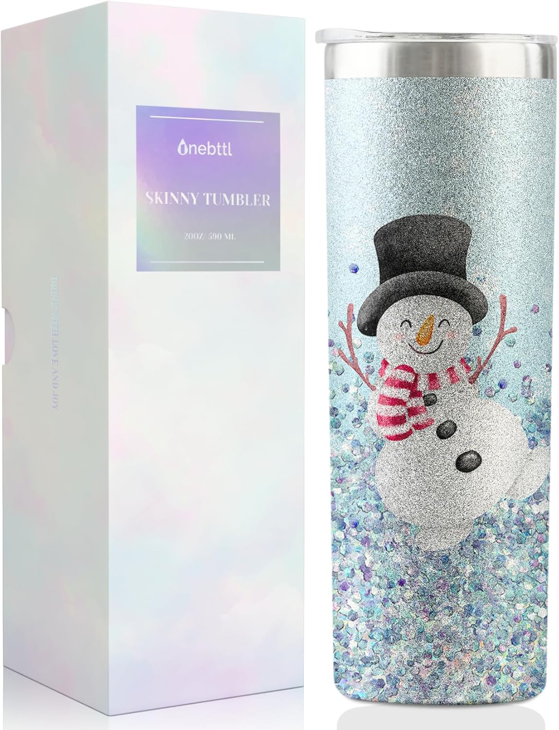 Onebttl Regalos de muñeco de nieve para mujeres, vaso único de muñeco de nieve para amantes de los muñecos de nieve, vaso delgado de acero