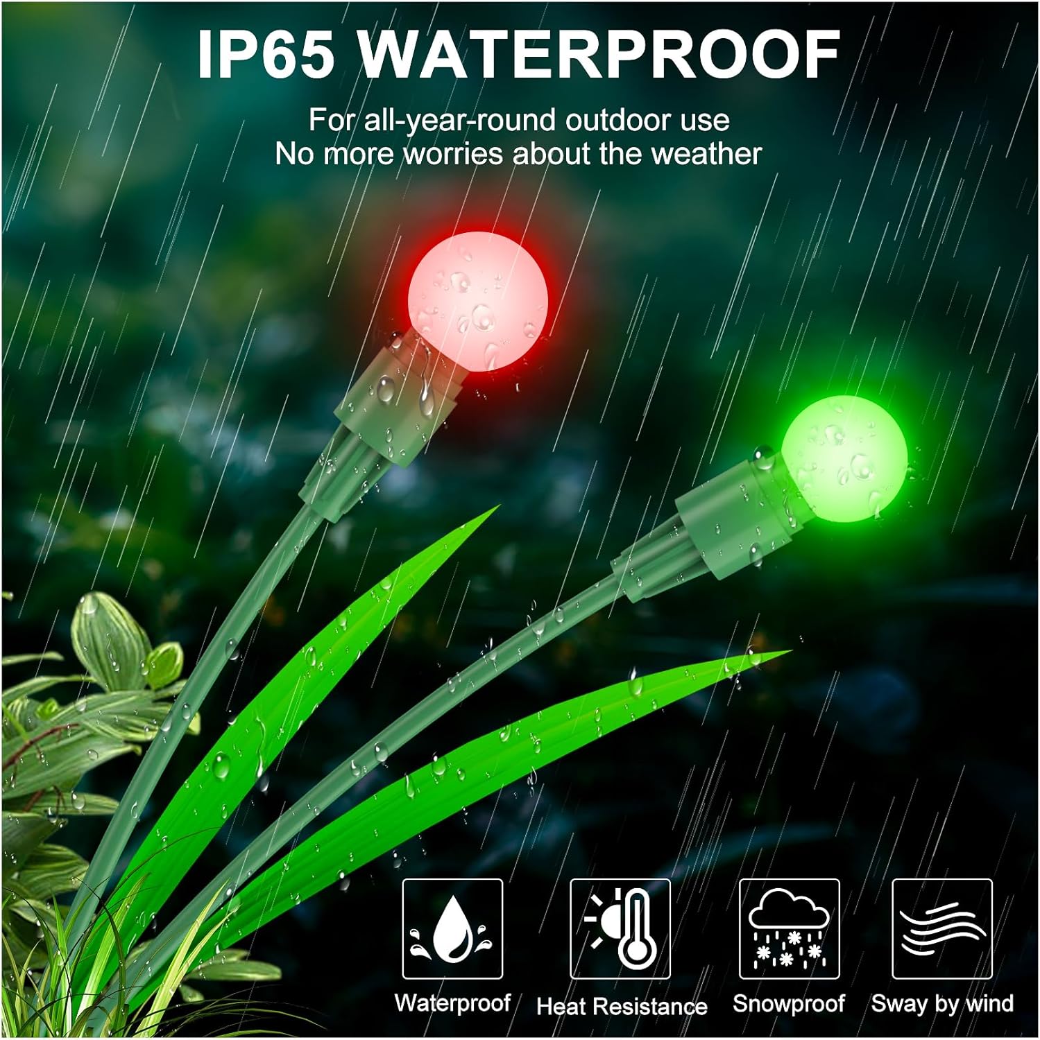 Paquete de 4 luces solares de jardín, 10 luces LED RGB alimentadas por energía solar, luces solares impermeables para exteriores, luces solares de