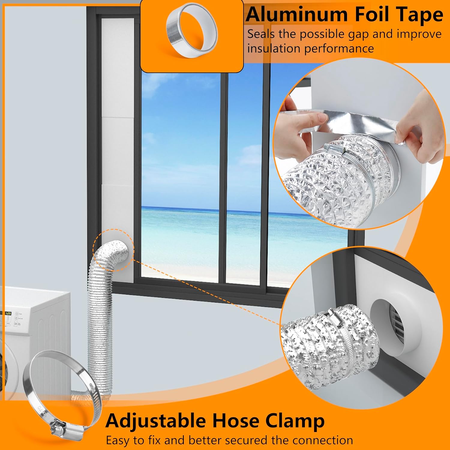 LBG Products Kit de ventana de ventilación para secadora con cubierta de ventilación con listones resistente a la intemperie para manguera de