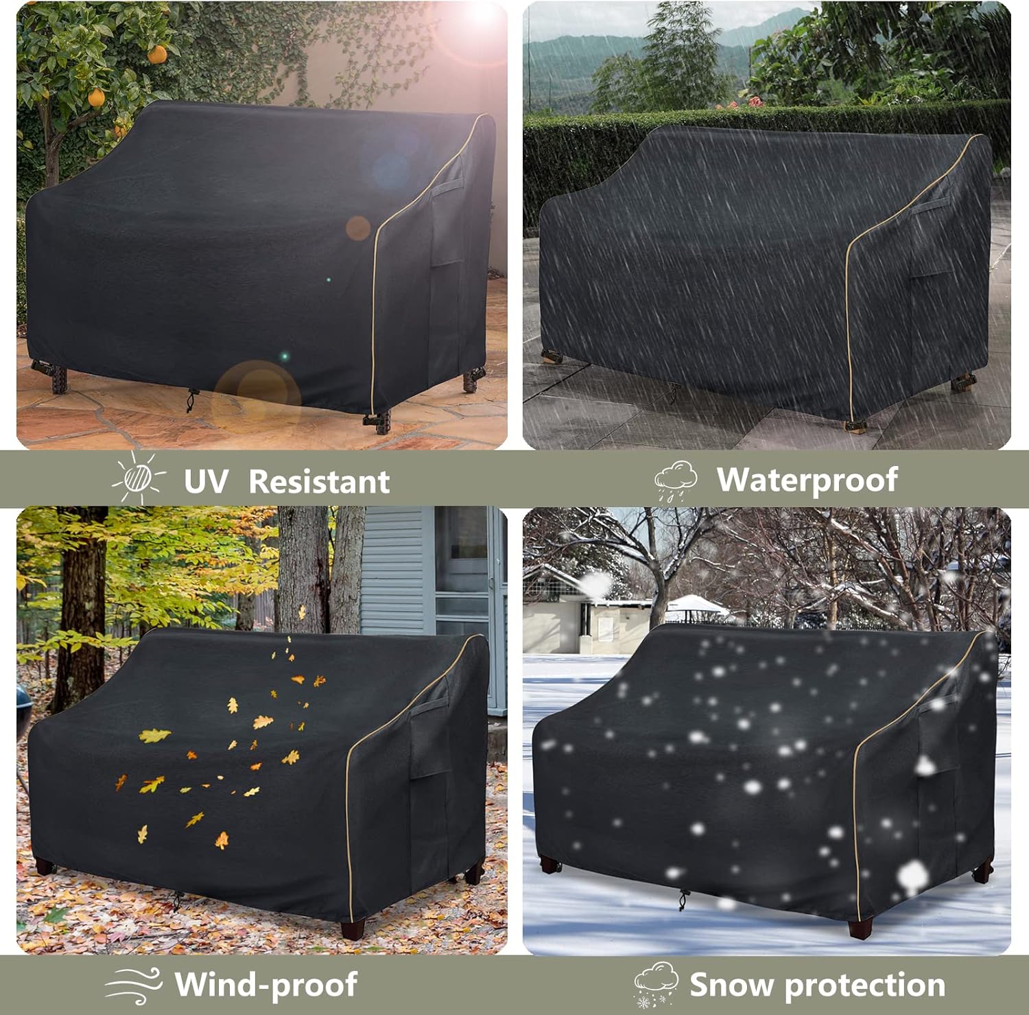 Funda para sofá de 3 plazas para patio, funda para sofá para exteriores de hasta 85 pulgadas de ancho x 38 pulgadas de profundidad x 35 pulgadas de