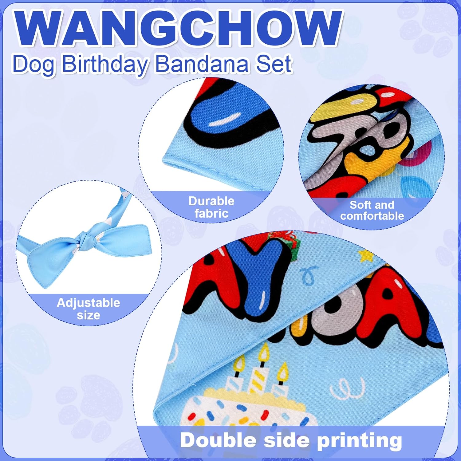 Bandana de cumpleaños para perro con sombrero, lindo sombrero de fiesta de cumpleaños de perro suministros para fiesta de cumpleaños (azul, S)