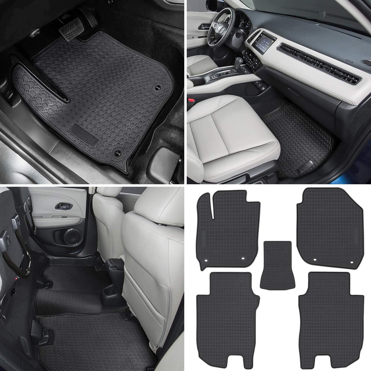 Floor Mat for Honda HR-V 2016 2017 2018 2019 2020 2021 2022 Heavy Duty Rubber Front+Rear Car Liner Carpet All Weather Custom Fit Waterproof Odorless
