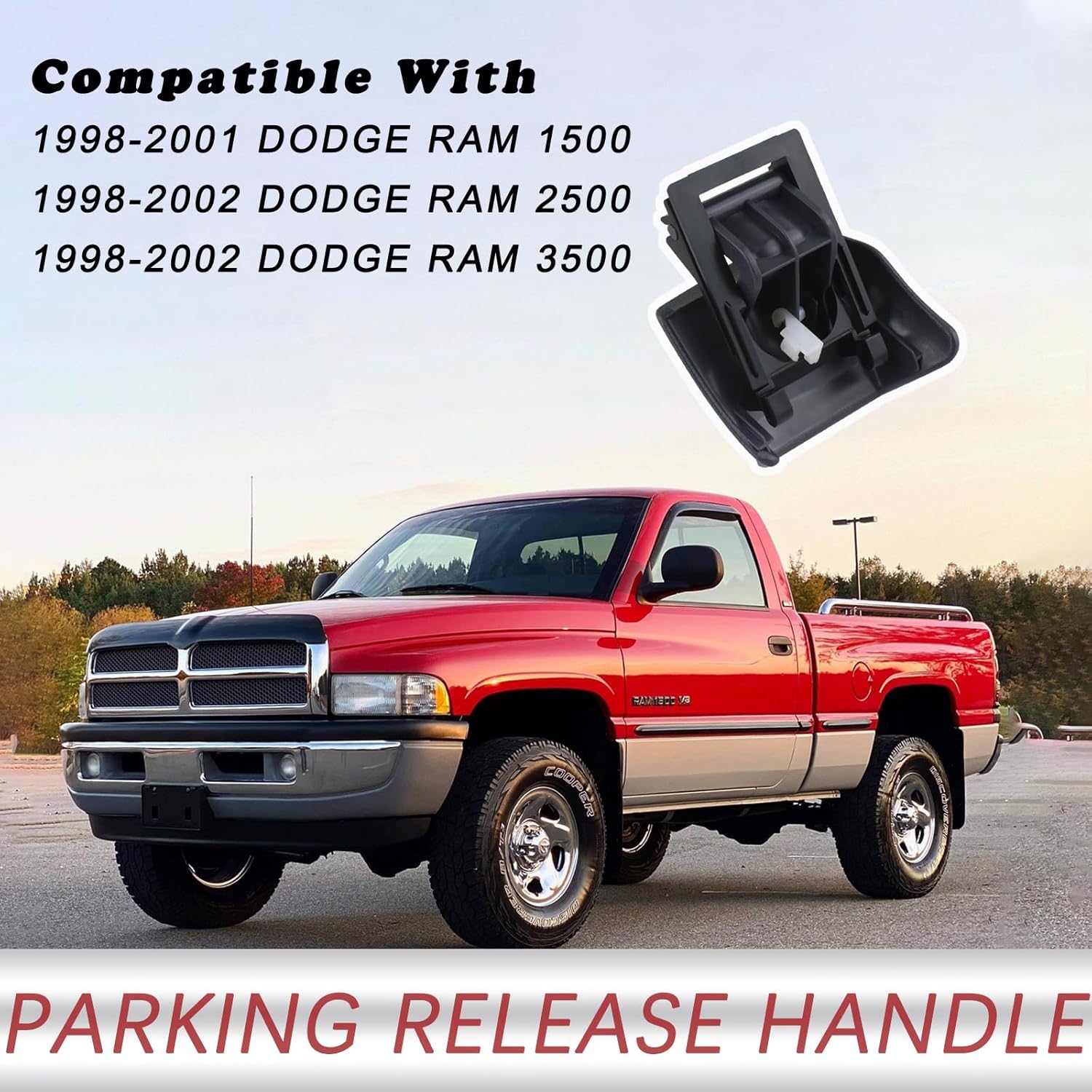 74934 Mango de liberación de freno de estacionamiento (gris niebla) compatible con Dodge Ram 1500 2500 3500 1998-2002 sustituye a RU38RC8AA