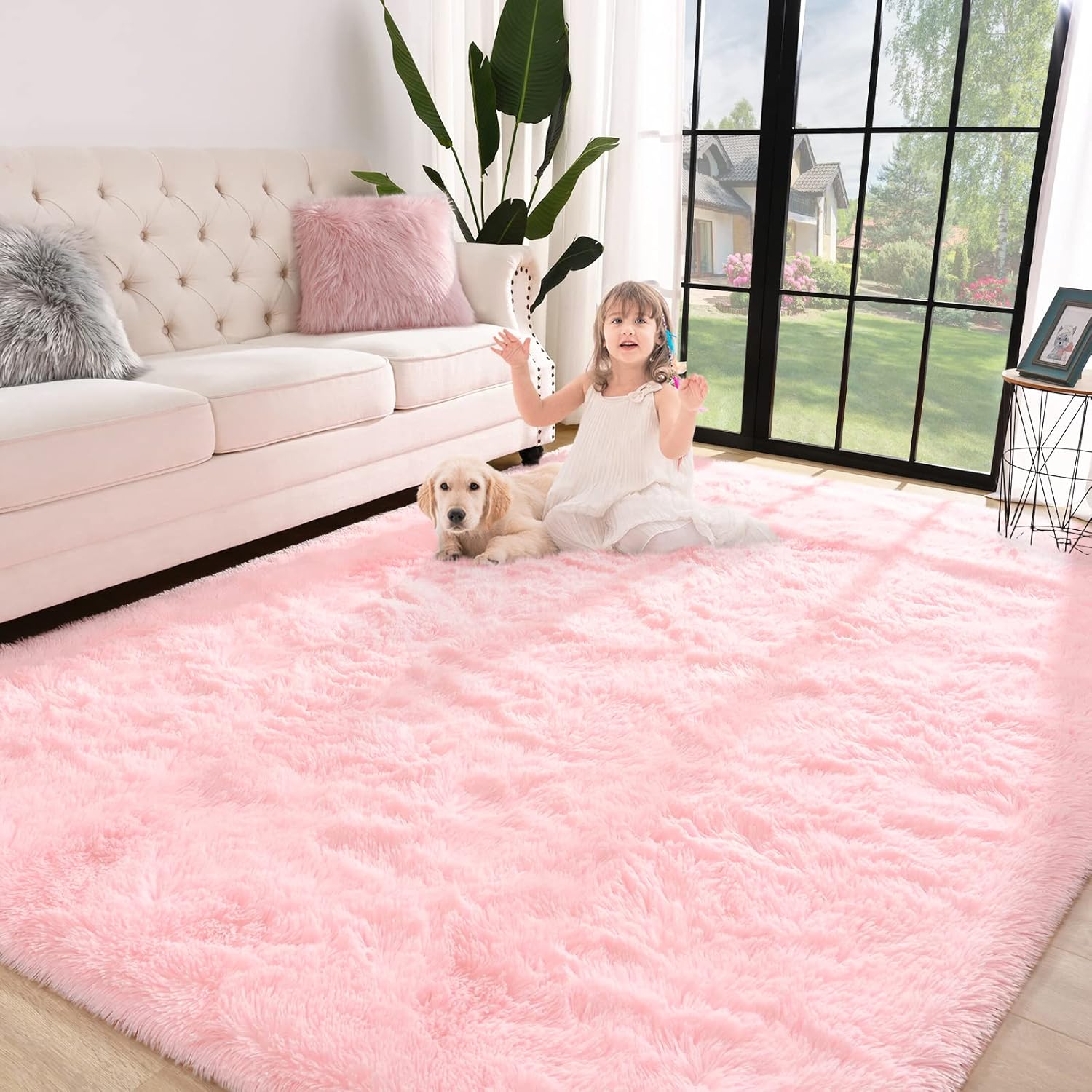 Jelymark Alfombra súper suave para dormitorio, alfombra esponjosa de 3 x 5 pulgadas para sala de estar, alfombra de felpa interior mullida para