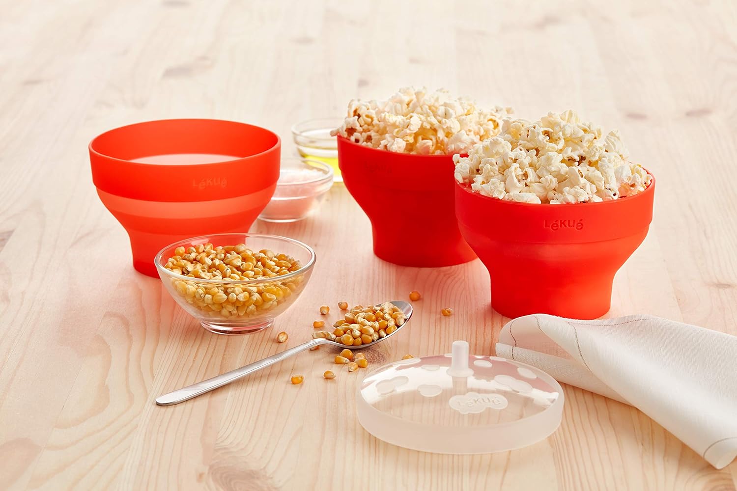 Lékué Mini máquina para hacer palomitas de maíz para microondas, 5 x 3.5 pulgadas, color rojo