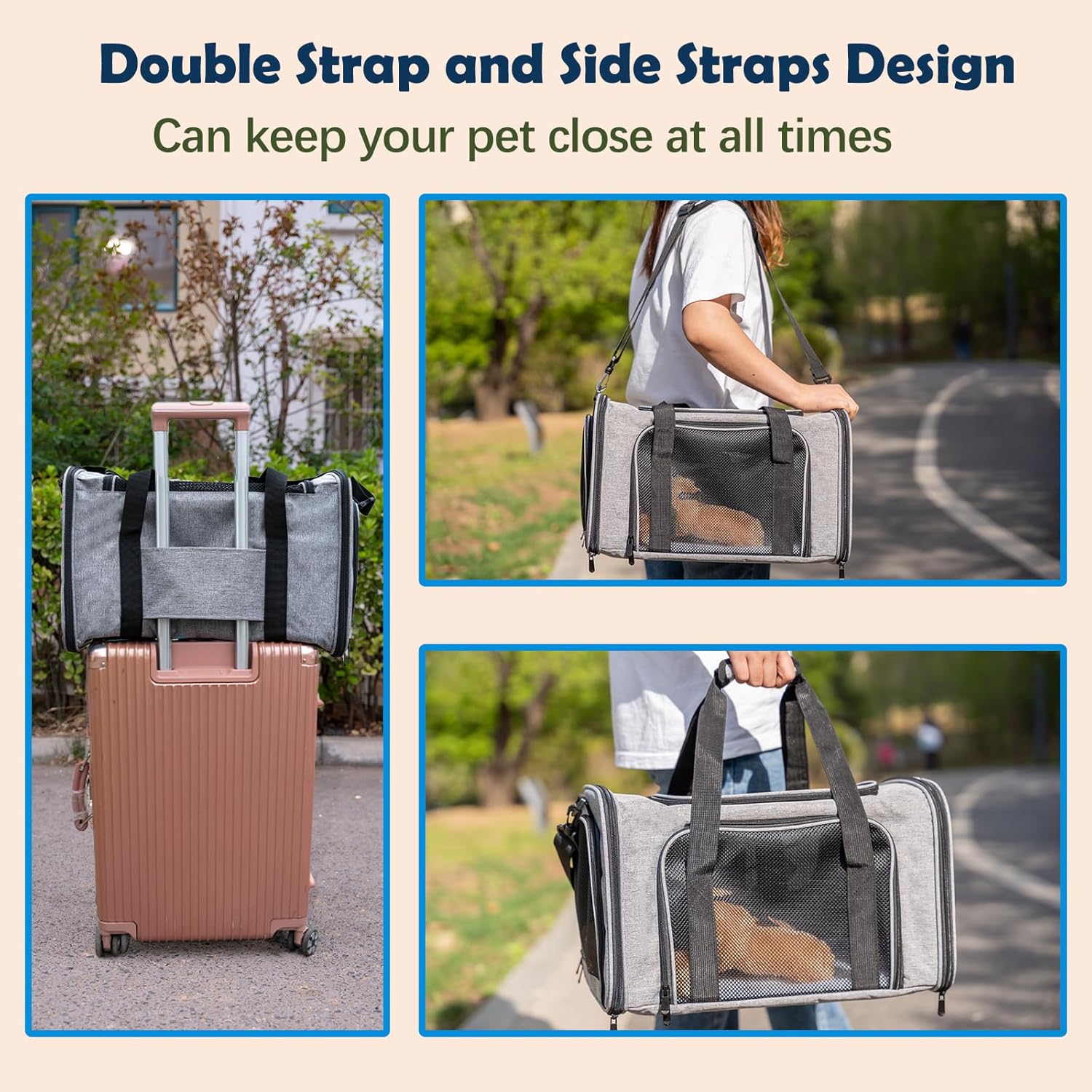Top tasta Transportador de mascotas para gatos pequeños, medianos y grandes, transportador de lados suaves, portátil, plegable, aprobado por