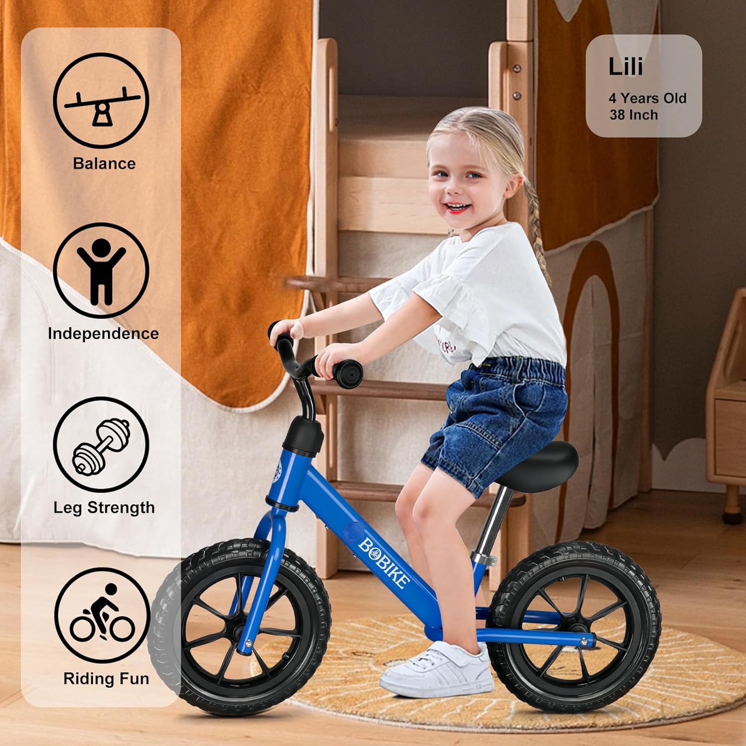 Bicicleta de equilibrio para niños de 2 a 5 años, asiento ajustable y manillar sin pedal, bicicleta de entrenamiento sin pedales, el mejor regalo