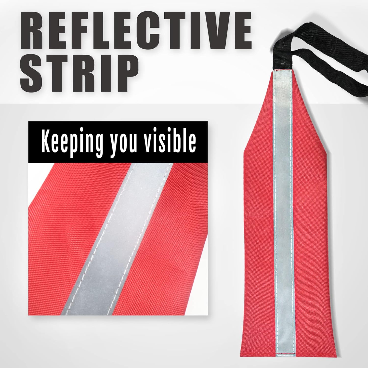 Anley Banderas de viaje rojas de seguridad para kayak con tira reflectante, bandera de advertencia para canoas, barcos, SUP, camiones, remolques,