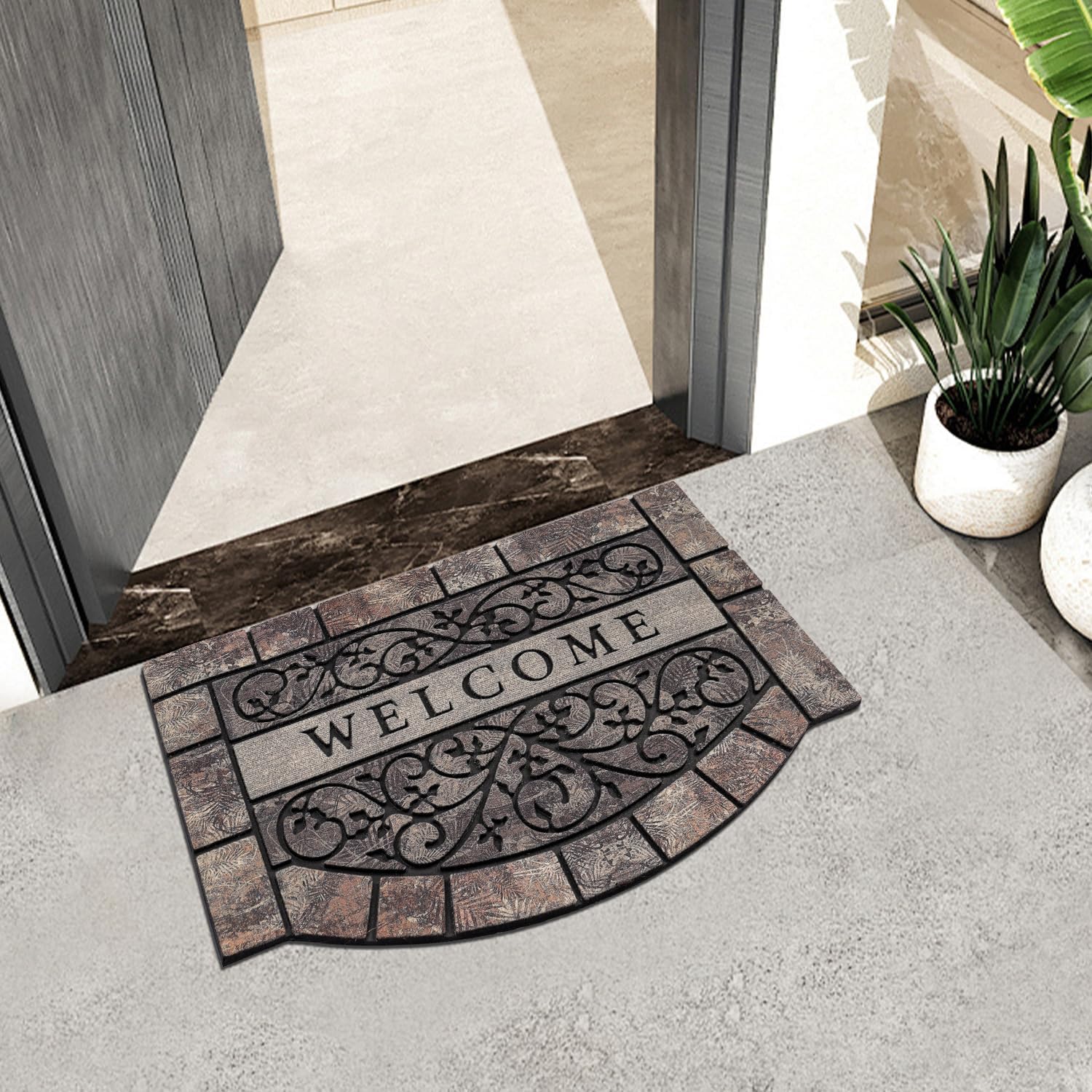 Durable Welcome Door Mats Outdoor, 28″x17″ Heavy-Duty Welcom Matt Outdoor for Front Door with Non-Slip Rubber Backing for Front Door High Traffic
