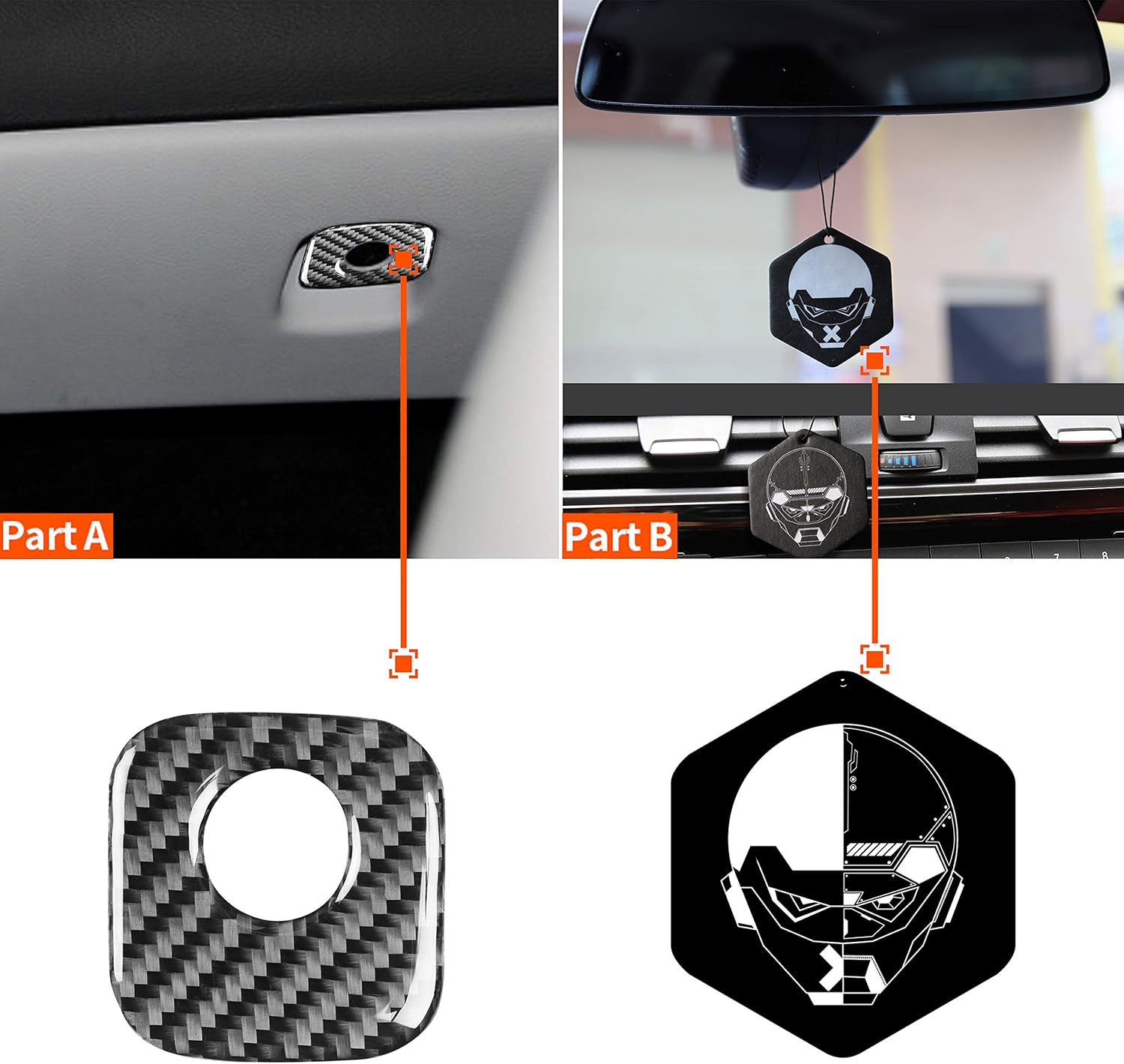 Co-piloto de coche Guantera Cubierta de panel de cerradura para Chevrolet Corvette C6 2005-2013 Guante de fibra de carbono real Manija de puerta