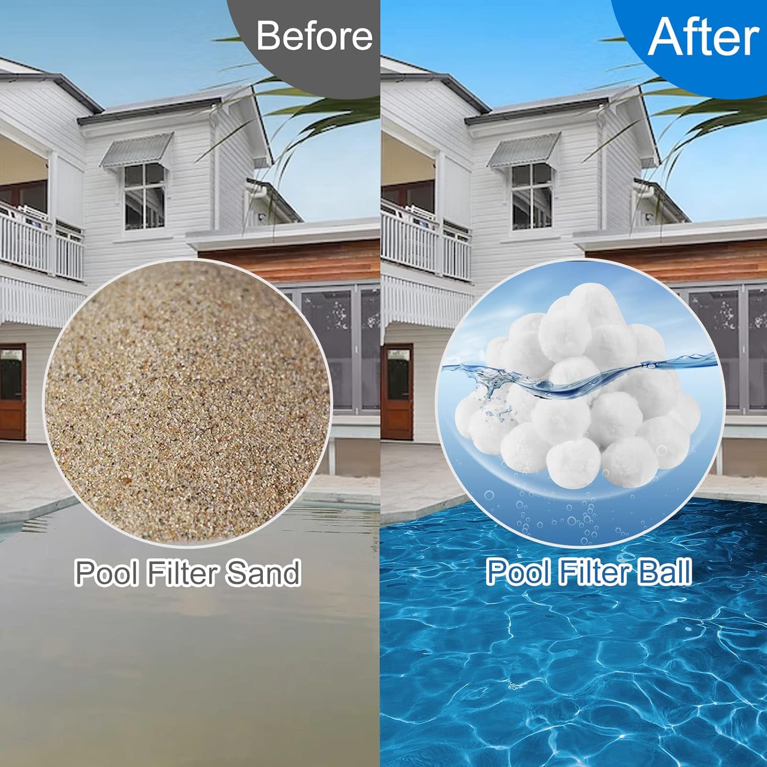 Bolas de filtro de piscina de 3.1 libras para filtro de arena, cartuchos de medios de filtro de arena ecológicos, repuesto para bomba de filtro de