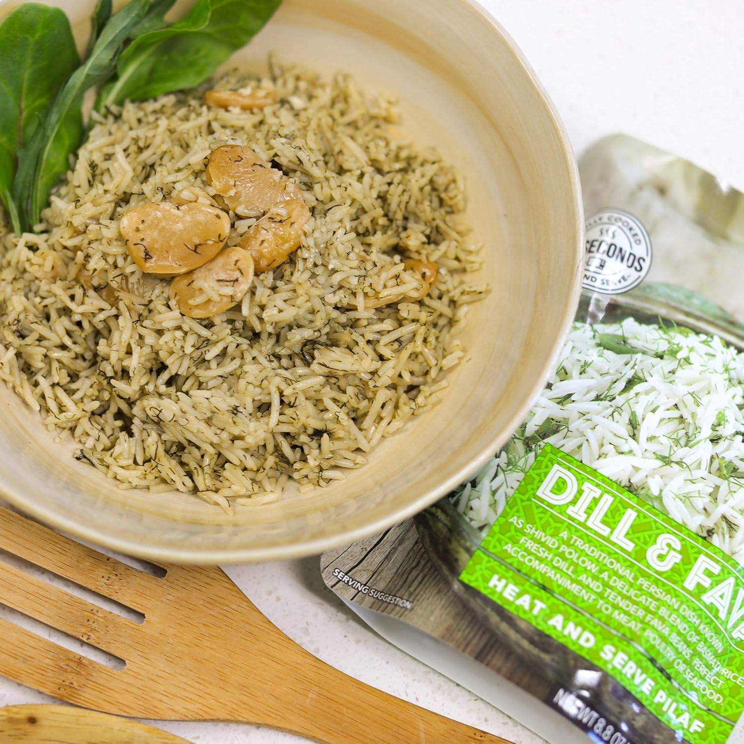 Wild Garden Caliente y sirva pilaf, eneldo y fava, completamente cocido, listo para comer, apto para microondas, 8.8 onzas, paquete de 6