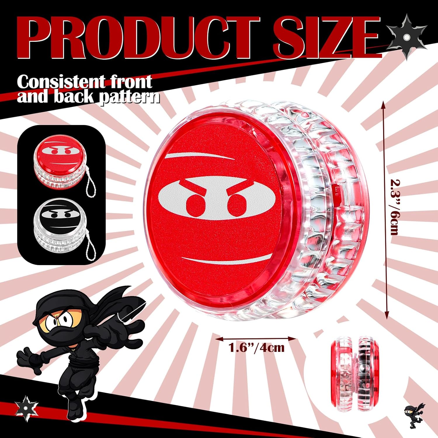 24 piezas Ninja Yo Yo Bulk Ninja Party Favores LED Yo Yo Bola Responsive para Principiantes de Halloween Bolsas de Regalos para Niños Regalos de