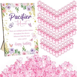 51 juegos geniales para baby shower, incluyen letrero de caza de chupete de mariposa y 50 chupetes acrílicos para bebé, mini chupetes para fiesta de 51 juegos geniales para baby shower, incluyen letrero de caza de chupete de mariposa y 50 chupetes acrílicos para bebé, mini chupetes para fiesta de