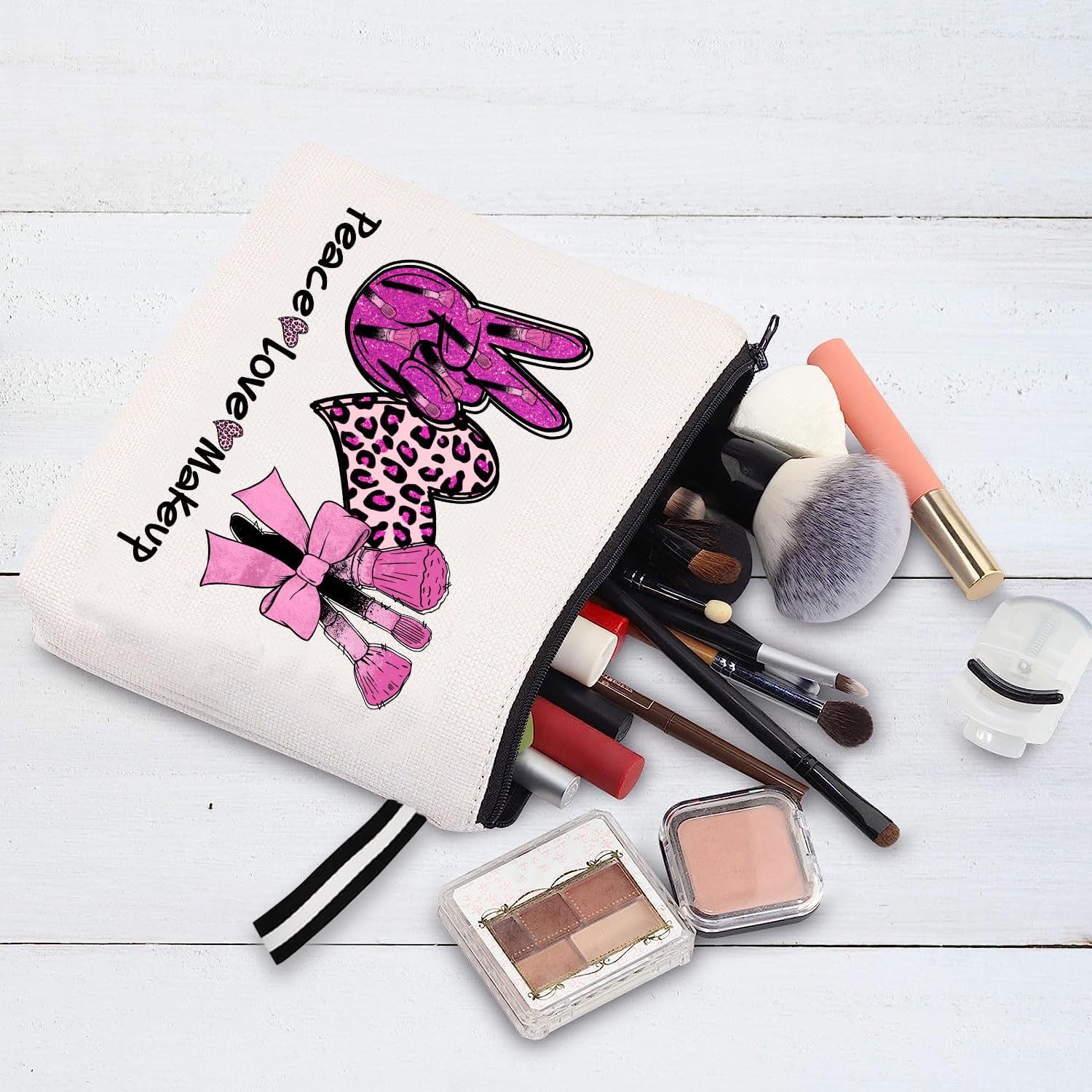 WLWLGLUCK Bolsa de maquillaje inspirada para mujer, bonita bolsa de cosméticos para amigos y familia, bolsa de aseo de viaje, bolsa de cosméticos