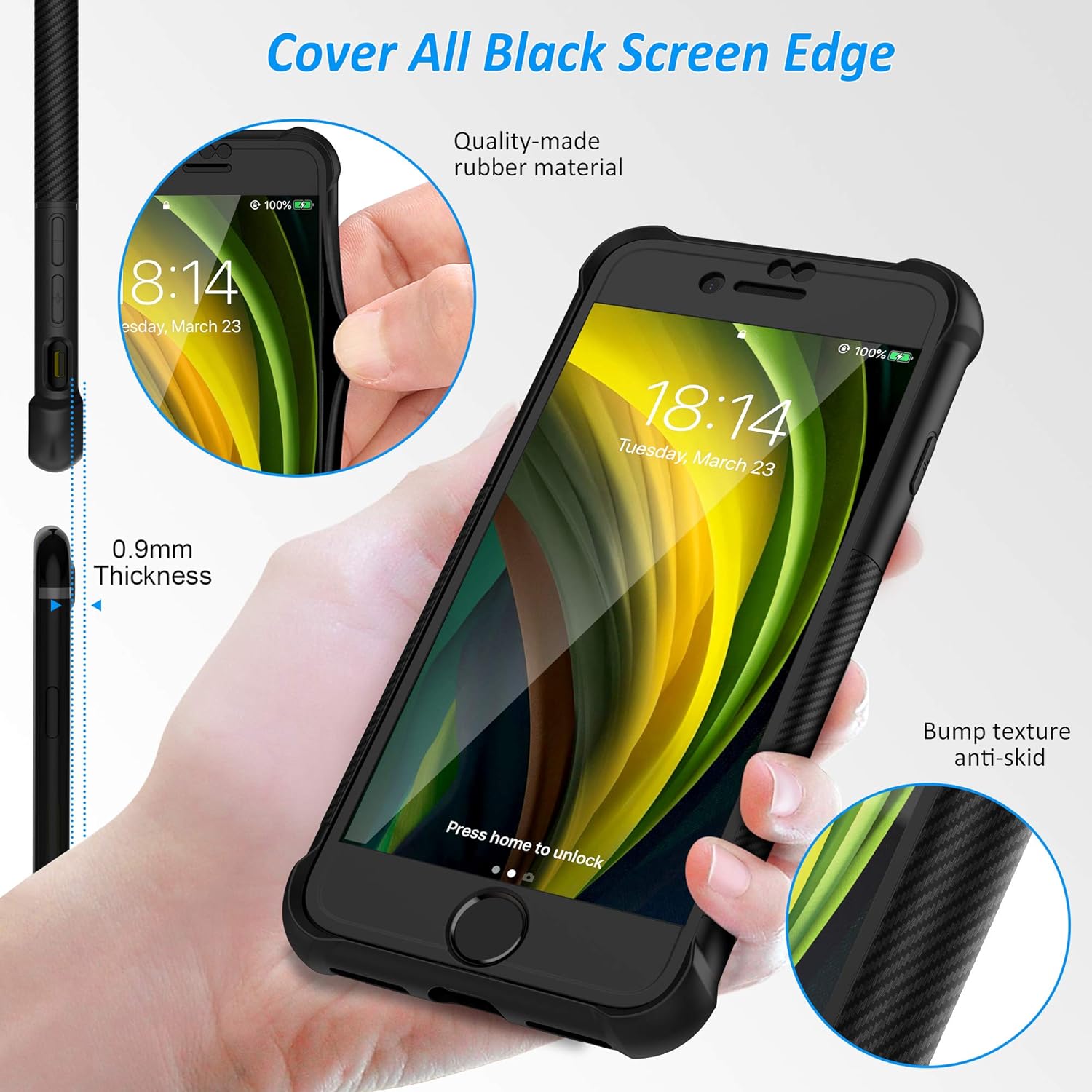 ORETECH – Funda diseñada para iPhone 7 Plus, diseñada para iPhone 8 Plus con 2 protectores de pantalla de vidrio templado, textura de fibra de
