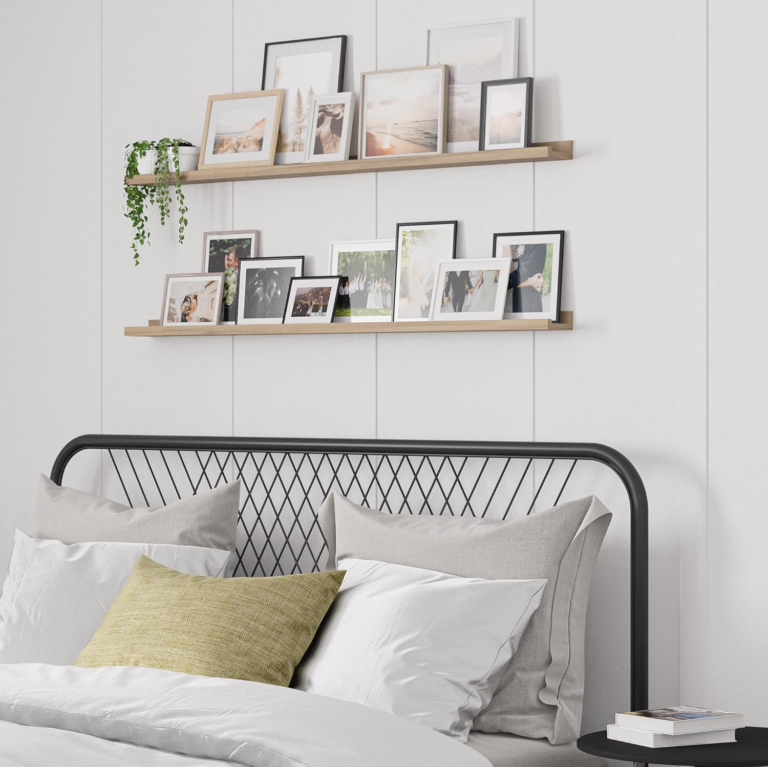 Wallniture Denver – Estantes flotantes de 48 pulgadas para marcos de fotos, decoración de pared, repisa de fotos, sala de estar, decoración de