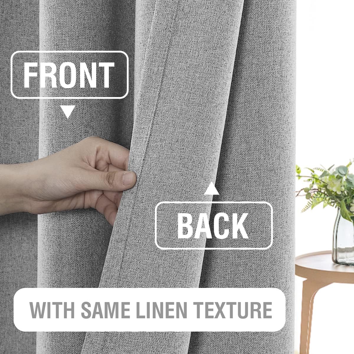 H.VERSAILTEX Cortinas térmicas 100% opacas con aspecto de lino, cortinas térmicas para sala de estar, cortinas de arpillera texturizadas con doble