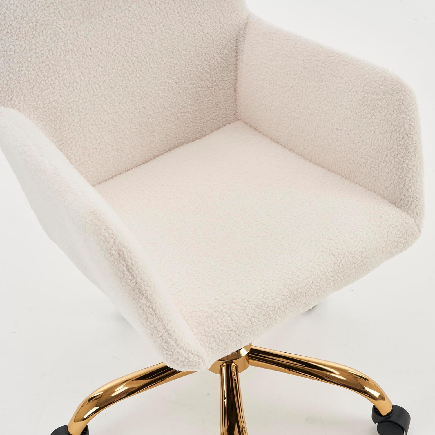 Silla de piel sintética blanca, moderna silla de oficina en casa con giratorio, altura ajustable, silla de maquillaje tapizada para mujeres y niñas