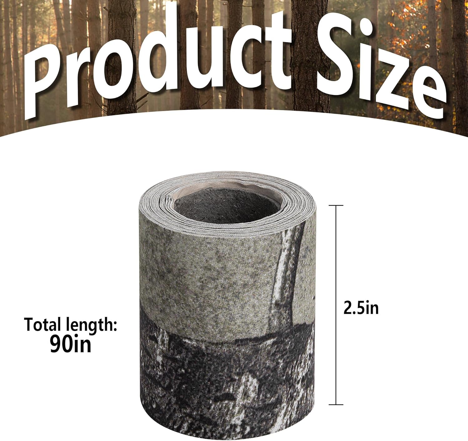 90 Inch Camo Silencing Tape – Self-Adhesive Camouflage Tape – Protective Fabric Camo Tape Wrap for Your Metal Hunting Gear and Accessories