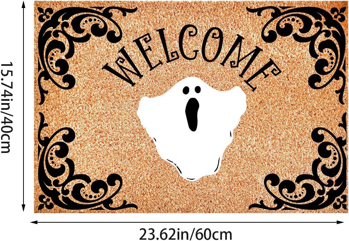 Hey Boo, tapete para puerta delantera de fantasmas de Halloween, tapete de otoño, tapete de calabaza de Halloween, tapete decorativo para puerta