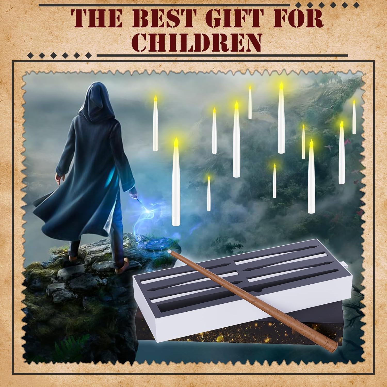 TOBRBE 20 Pcs Floating Candles with Wand, Magic Hanging Candles Flameless Flickering LED Candles with Wand Remote, Battery Operated Window Candles