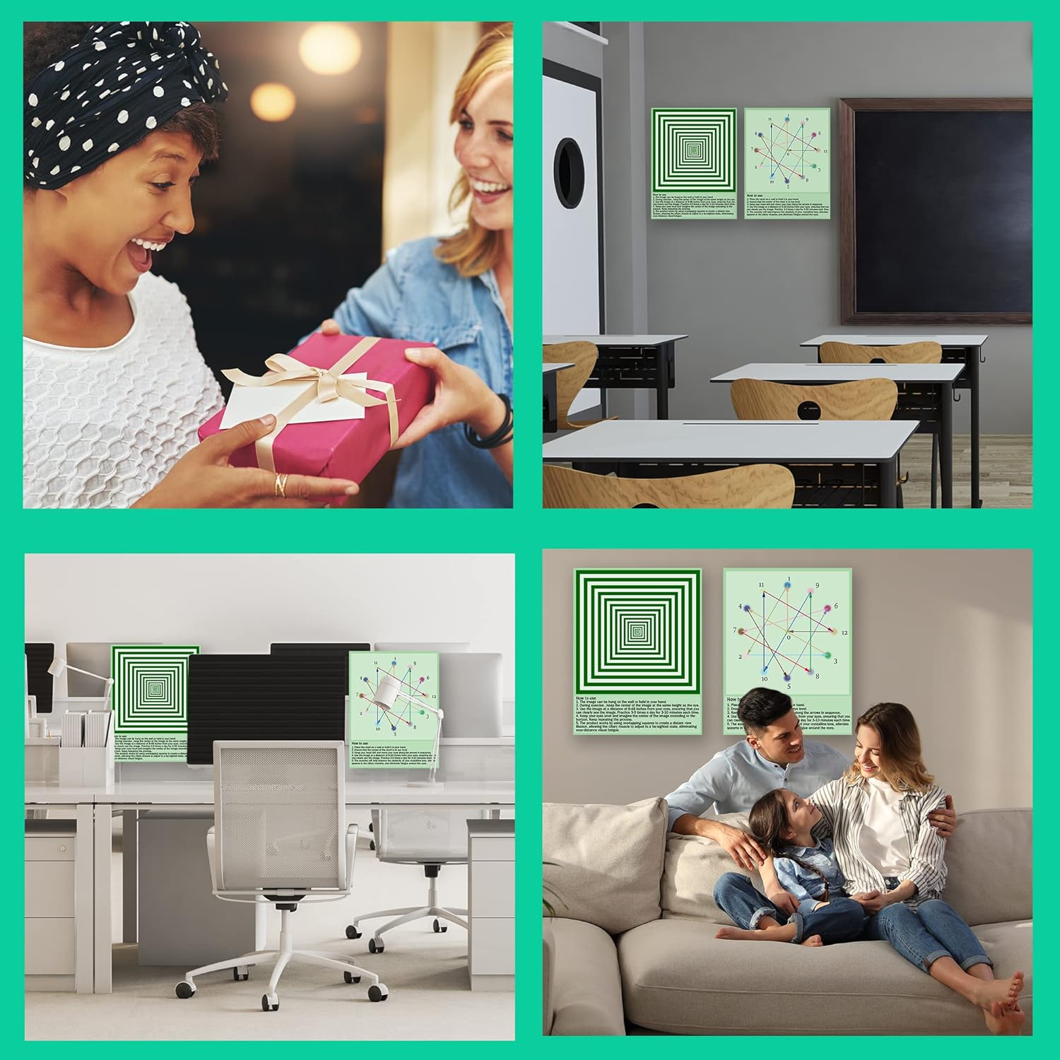 SADIKALO Tabla de ejercicios para ojos, relajación muscular visual, oficina, aula, decoración de pared, miopía, ojos secos, regalos de oficina,