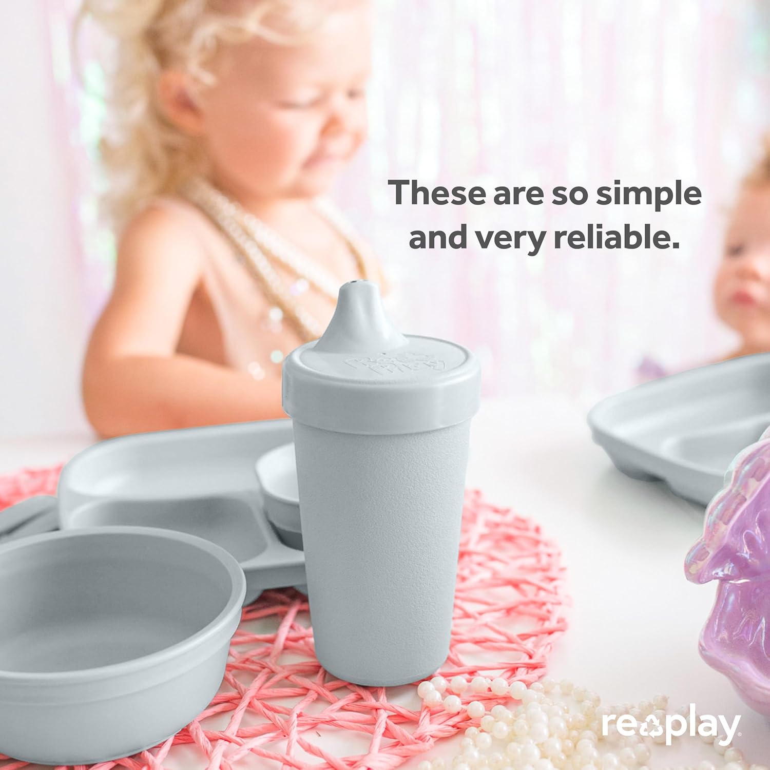 Re-Play – Vasos con tapa de 10 oz., hechos en EE.UU., para niños pequeños de 1 año en adelante, a prueba de derrames, aptos para lavavajillas y