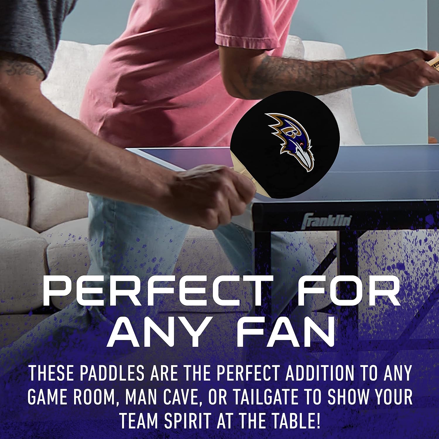Franklin Sports Pala de tenis de mesa con licencia del equipo, palas de tenis de mesa del equipo de la NFL, logotipos y colores oficiales del