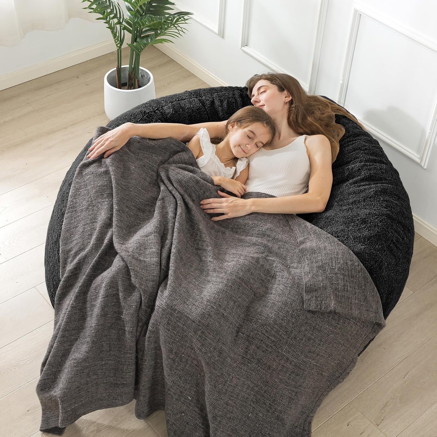 WhatsBedding Puf con funda Sherpa 4 pies de espuma viscoelástica grande para adultosadolescentes con relleno, tela de piel sintética ultrasuave,