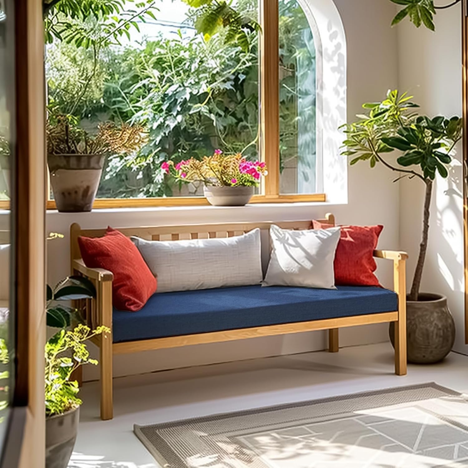 ROFIELTY Cojín de banco de 47 pulgadas, cojines de banco duraderos para muebles de interior, cojines de asiento antideslizantes para ventana de