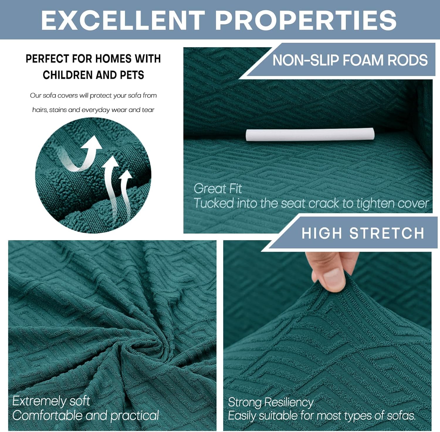 ZNSAYOTX – 1 funda de sofá jacquard para sofás de 3 cojines, de alta elasticidad para mascotas, antideslizante, protector de muebles (grande, patrón