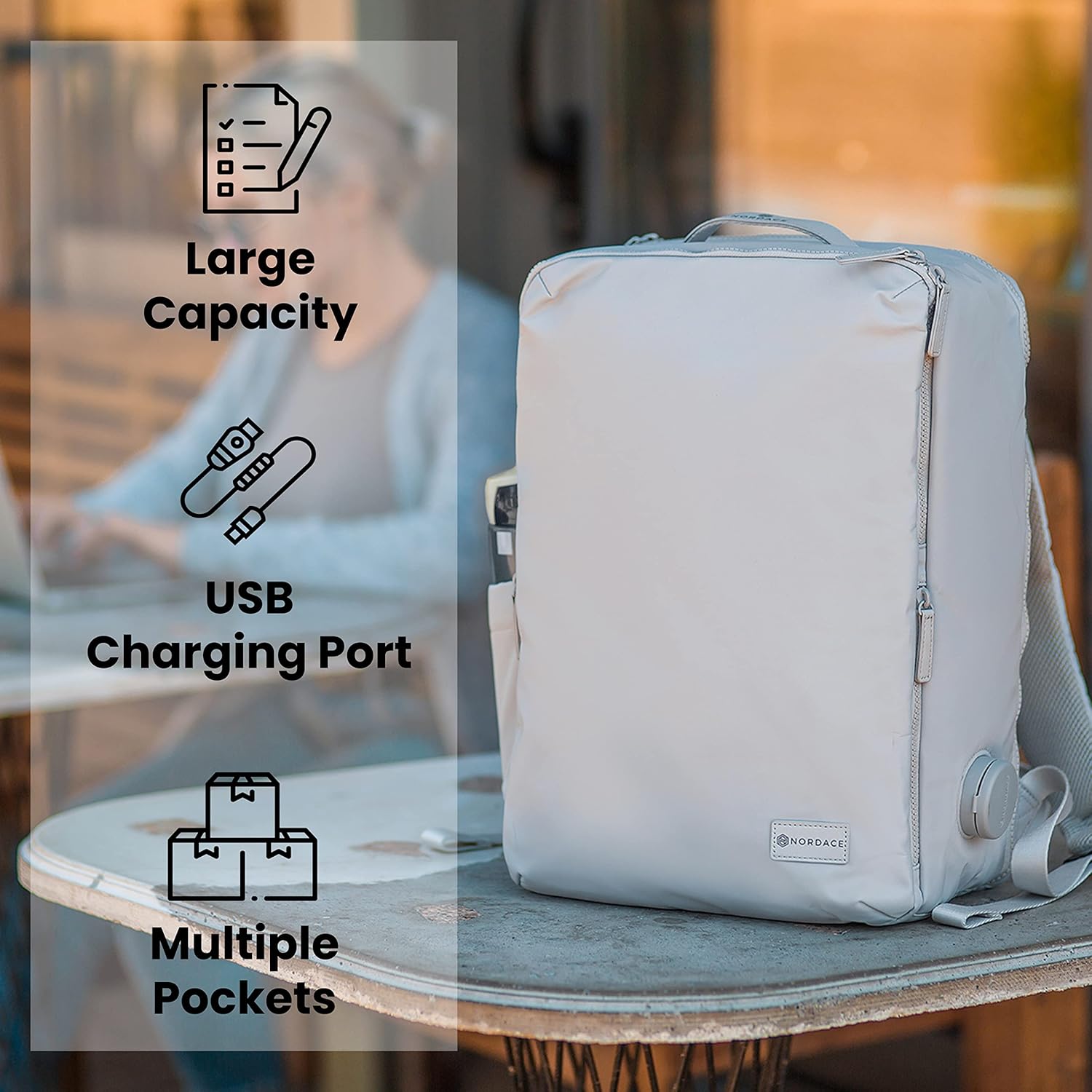 Nordace Laval – Mochila para laptop con puerto de carga USB, resistente al agua, mochila diaria para laptop para negocios y trabajo, 15.6 pulgadas,