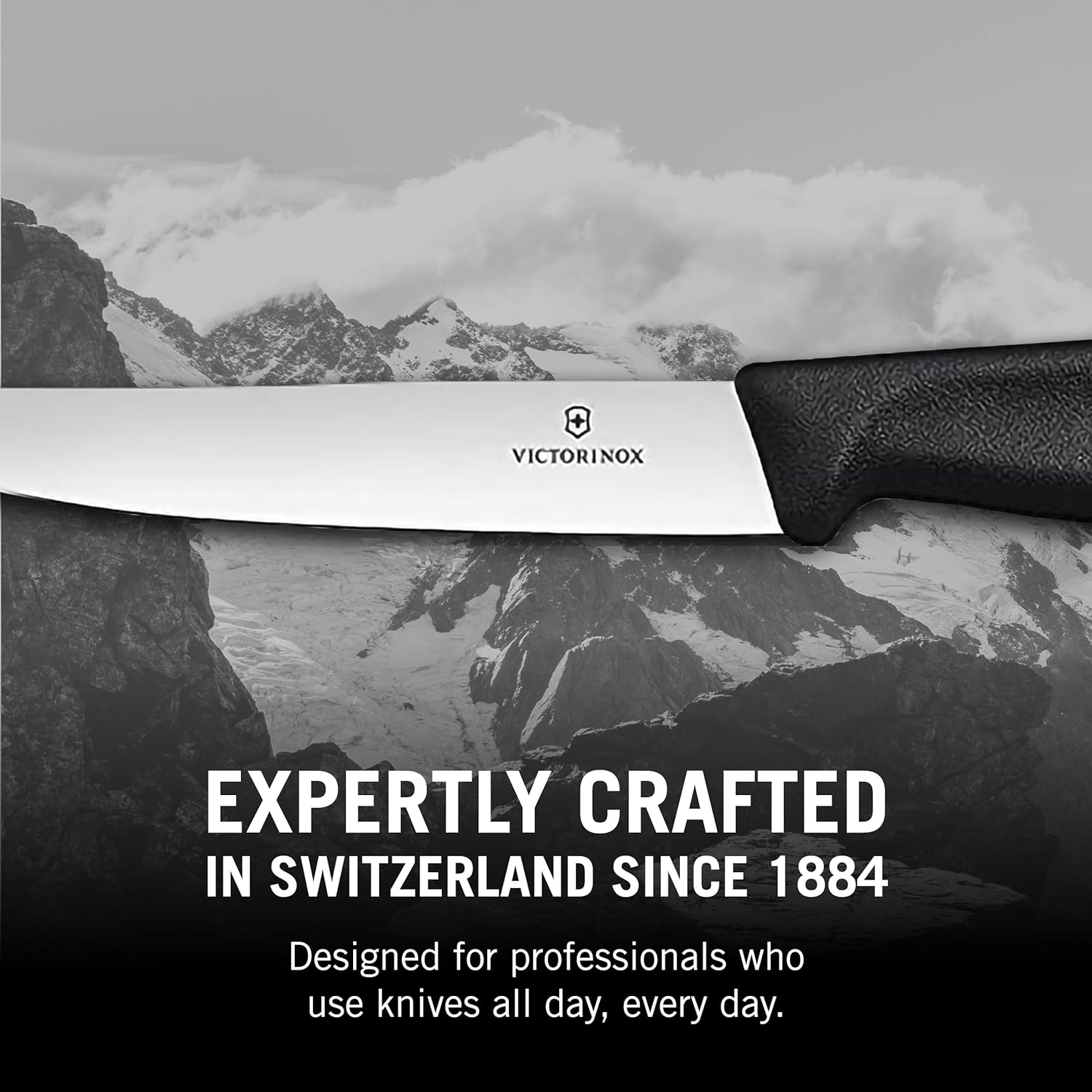 Victorinox Swiss Classic – Cuchillos de cocina para utensilios de cocina, ergonómicos, cuchillos de carne de acero inoxidable, asas negras, borde