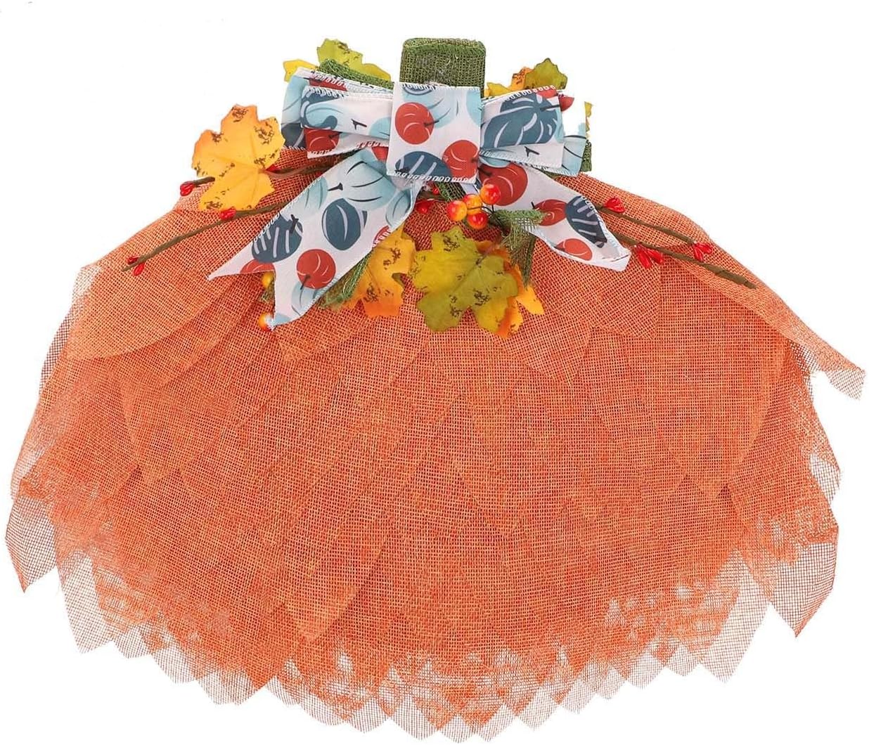 Corona de calabaza naranja de Halloween para puerta delantera, tela de Acción de Gracias, guirnalda de calabaza 2023, decoración de otoño de