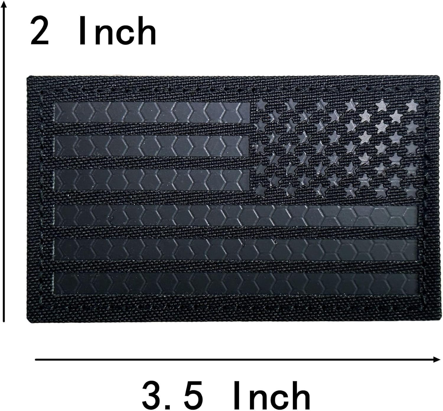 Parche de chaleco táctico IR infrarrojo de 2 x 3.5 pulgadas con respaldo de gancho para chaleco táctico (negro invertido)