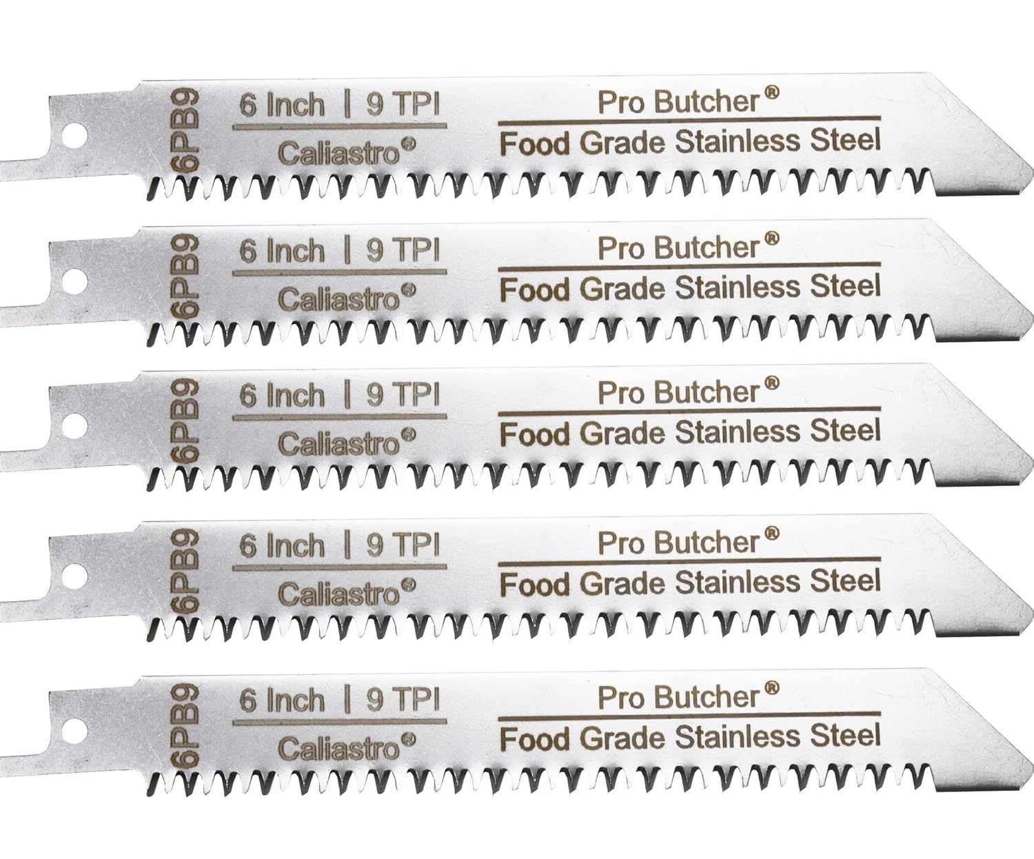 Hojas de sierra de corte de hueso de carne congelada de acero inoxidable de 6 pulgadas para sierras recíprocas y Sawzall, paquete de 5