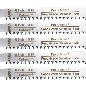 Hojas de sierra de corte de hueso de carne congelada de acero inoxidable de 6 pulgadas para sierras recíprocas y Sawzall, paquete de 5 Hojas de sierra de corte de hueso de carne congelada de acero inoxidable de 6 pulgadas para sierras recíprocas y Sawzall, paquete de 5
