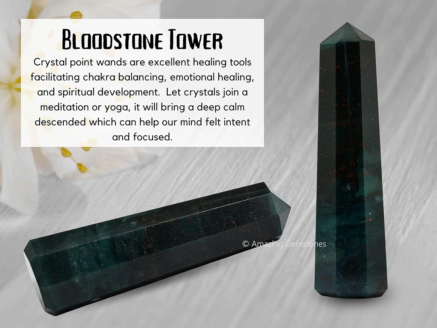 Torres de cristal de piedra de sangre  Obelisco de punto de cristal curativo natural para curación de Reiki y cuadrícula de cristal (3 a 4 pulgadas)